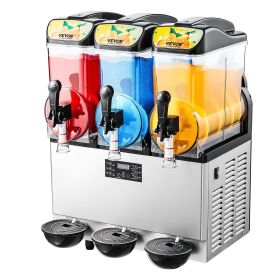 VEVOR Commercial Frozen Drink Maker, 15Lx3 Triple Tank Slushy Machine, 180 Cups Stainless Steel Margarita Smoothie Frozen Drink Machine VEVOR Commercial Frozen Drink Maker, 15Lx3 Triple Tank Slushy Machine, 180 Cups Stainless Steel Margarita Smoothie Frozen Drink Machine