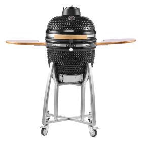VEVOR Charcoal Smoker and Grill, 18" Kamado Charcoal BBQ Smoker, Movable Ceramic Barbecue Grill with 4 Wheels (2 Lockable), Built-in Thermometer VEVOR Charcoal Smoker and Grill, 18" Kamado Charcoal BBQ Smoker, Movable Ceramic Barbecue Grill with 4 Wheels (2 Lockable), Built-in Thermometer